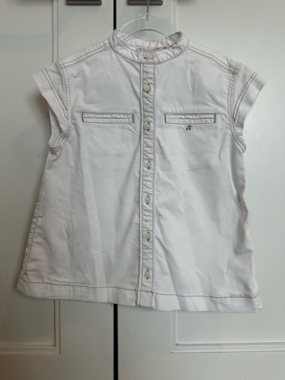 Bonpoint Christa girls white denim dress size 2